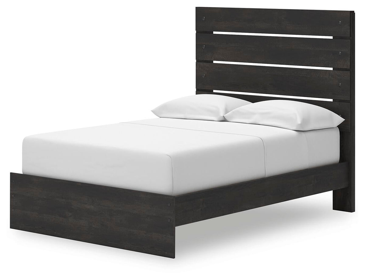 Delmorta Full Panel Storage Bed, Dresser and Mirror