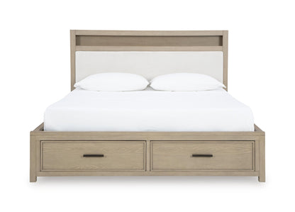 Calmoro Queen Bookcase Bed with Mirrored Dresser