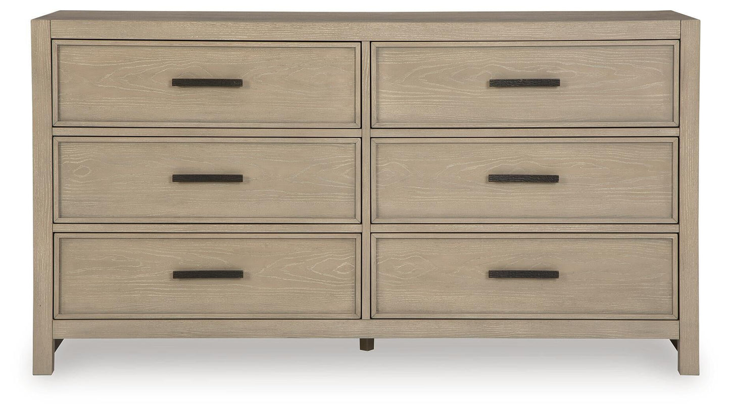 Calmoro King Bookcase Bed with Mirrored Dresser