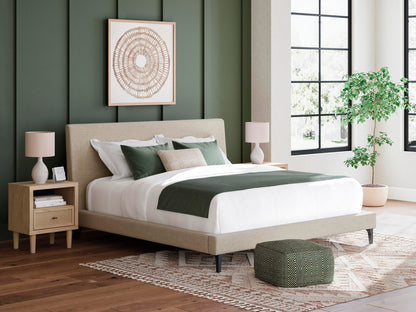 Cielden King Upholstered Bed with Roll Slats, Dresser, Mirror and Nightstand