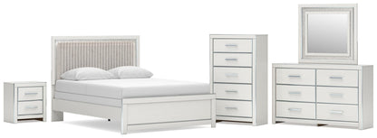 Birmonton Queen Upholstered Panel Bed, Dresser, Mirror, Chest and Nightstand