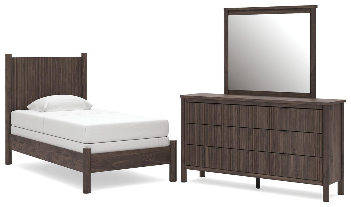 Cadmori Twin Panel Bed, Dresser and Mirror