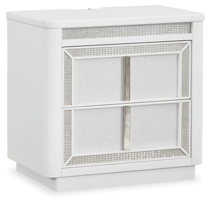 Chalanna California King Upholstered Storage Bed, Dresser, Mirror and Nightstand