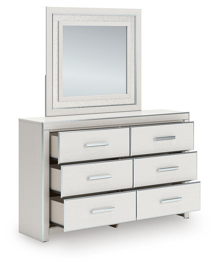 Birmonton Queen Upholstered Panel Platform Bed, Dresser, Mirror, Chest and Nightstand