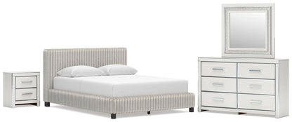 Birmonton Queen Upholstered Bed, Dresser, Mirror and Nightstand