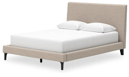 Cielden Queen Upholstered Bed with Roll Slats, Dresser, Mirror and Nightstand