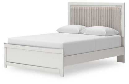 Birmonton Queen Upholstered Panel Platform Bed, Dresser, Mirror and Nightstand