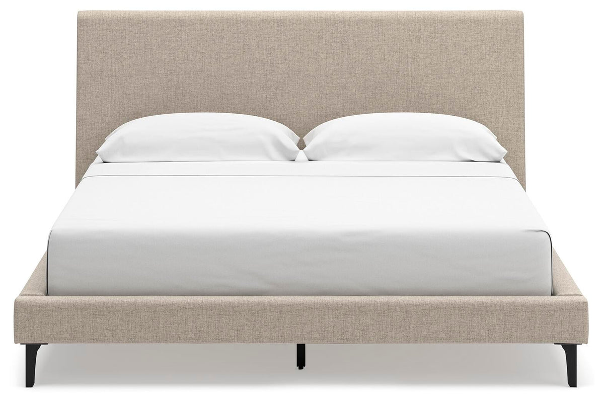 Cielden California King Upholstered Bed with Roll Slats, Dresser, Mirror and Nightstand