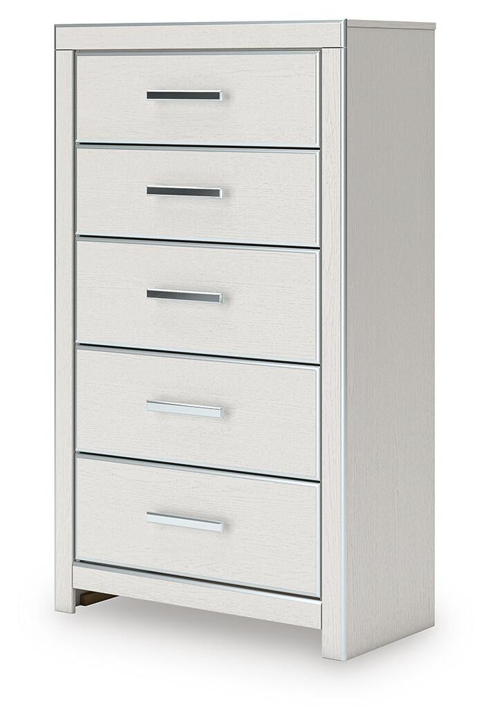 Birmonton Queen Upholstered Panel Platform Storage Bed, Dresser, Mirror, Chest and Nightstand