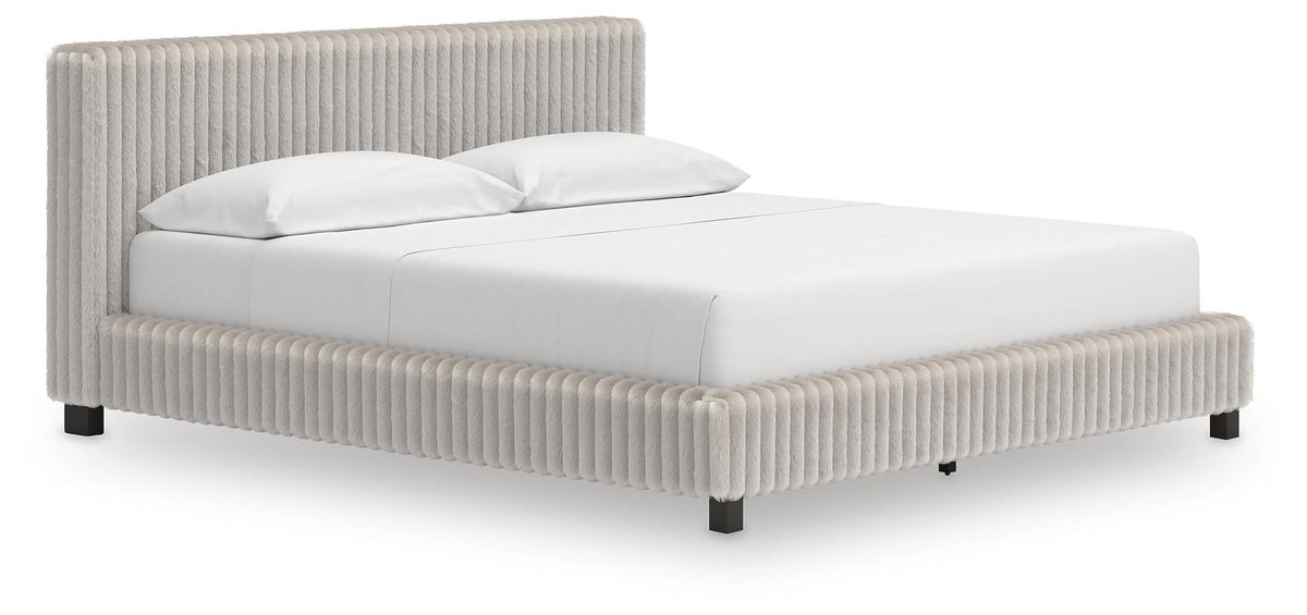 Birmonton California King Upholstered Bed, Dresser and Mirror