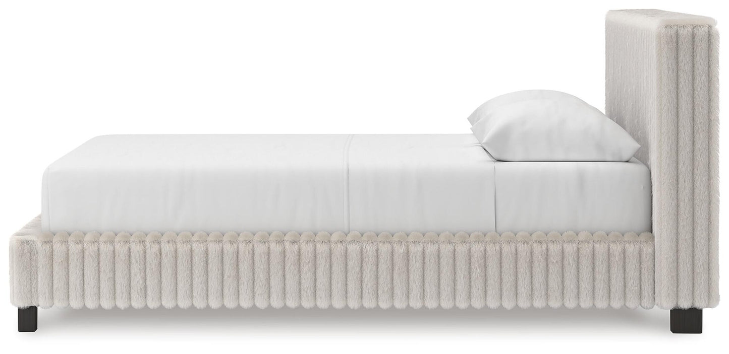Birmonton Queen Upholstered Bed, Dresser and Mirror