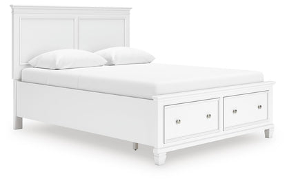 Fortman Queen Panel Storage Bed with Mirrored Dresser and Nightstand