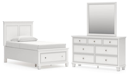 Fortman Twin Panel Storage Bed, Dresser and Mirror