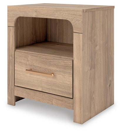Hollymount King Upholstered Panel Bed, Dresser, Mirror and Nightstand