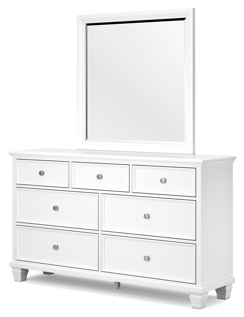 Fortman Queen Panel Storage Bed with Mirrored Dresser