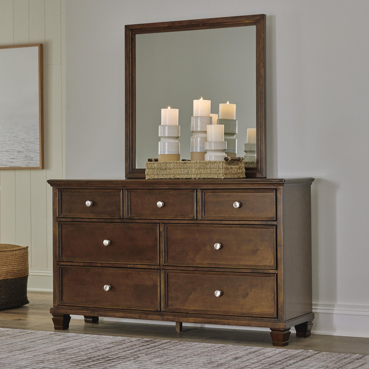 Danabrin California King Panel Storage Bed, Dresser and Mirror