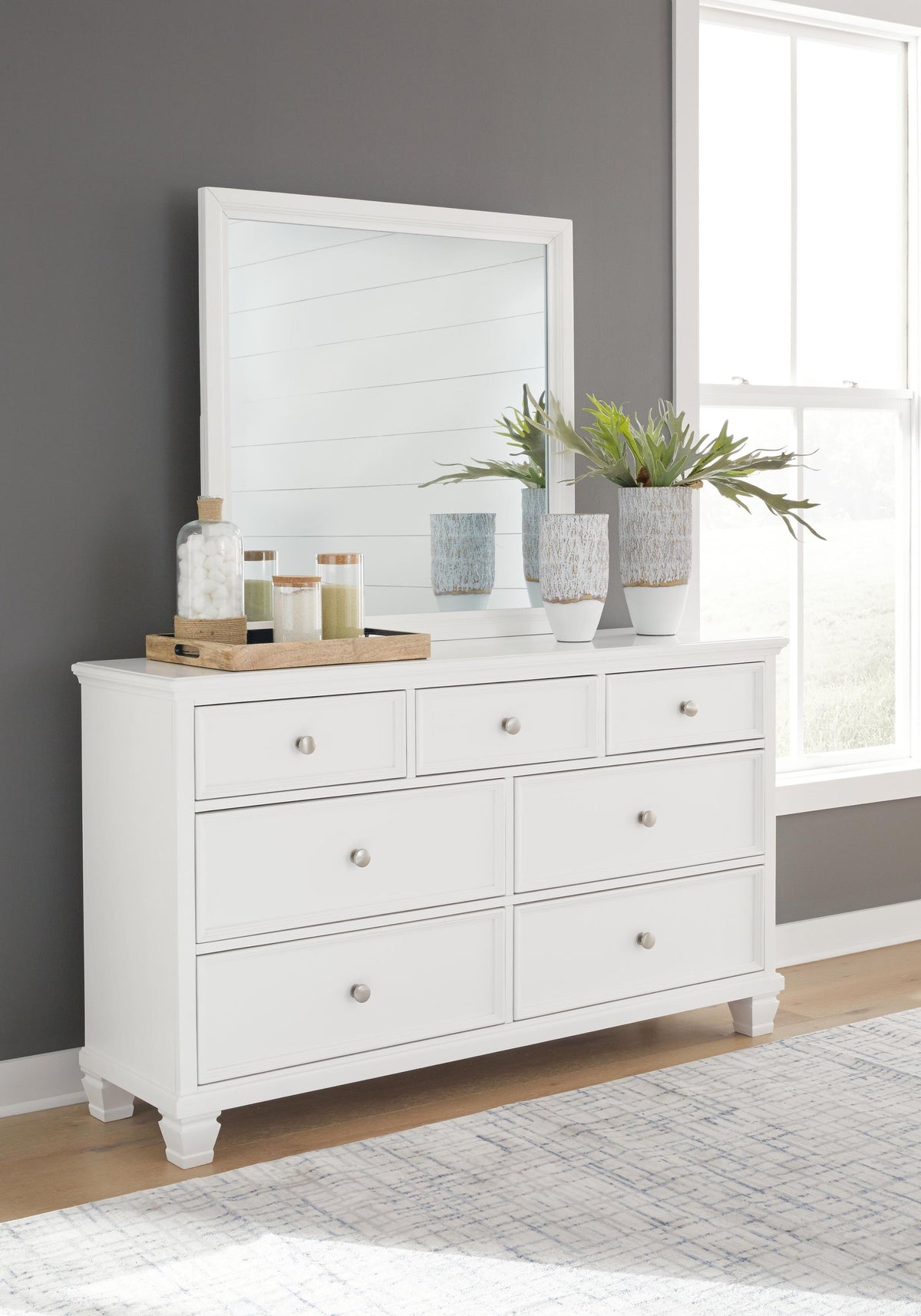Fortman California King Panel Storage Bed, Dresser and Mirror