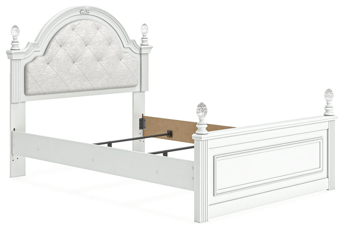 Maylilly Full Upholstered Panel Bed, Dresser and Mirror