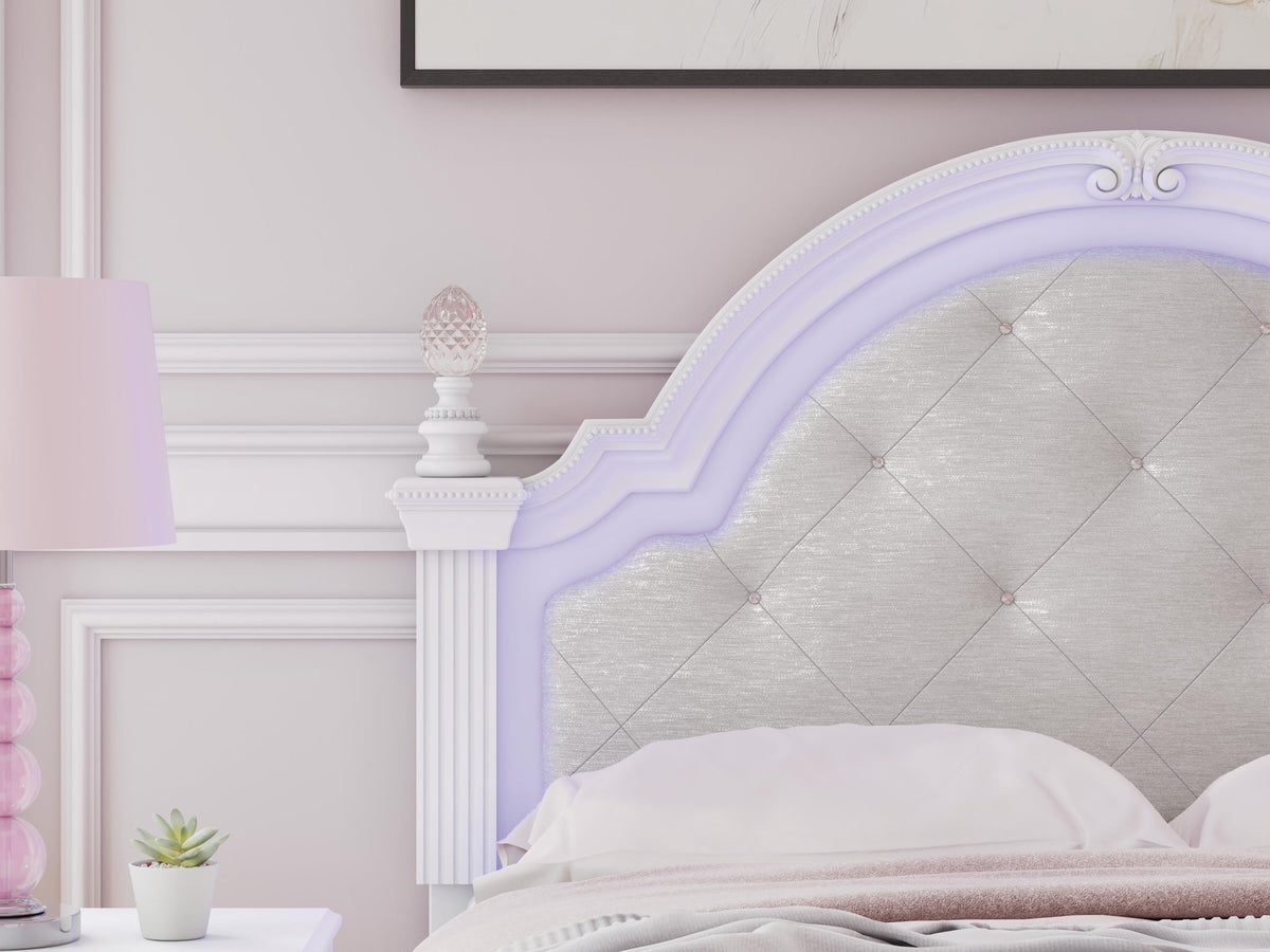 Maylilly Full Upholstered Panel Bed, Dresser and Mirror