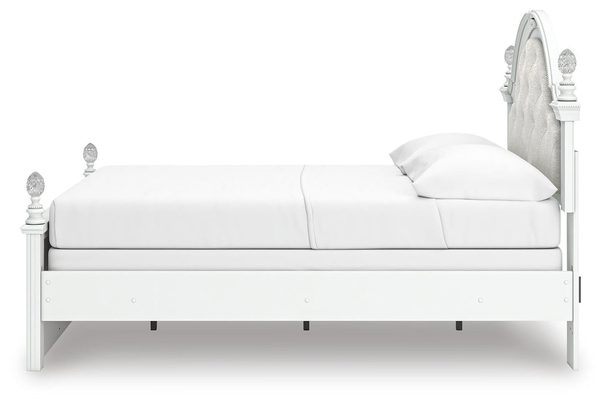 Maylilly Full Upholstered Panel Bed, Dresser and Mirror