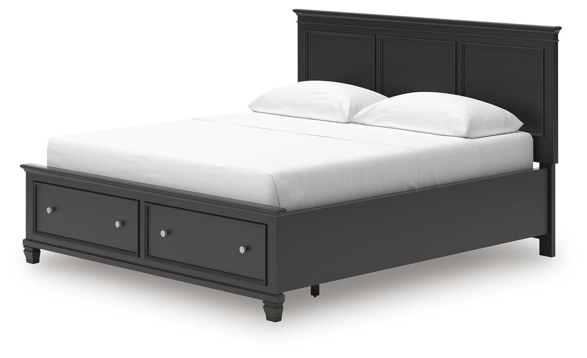 Lanolee California King Panel Storage Bed, Dresser, Mirror and Nightstand