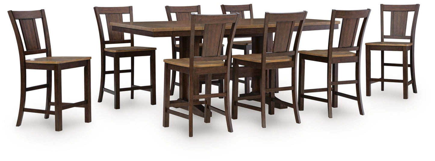 Anixburg Counter Height Dining Table and 8 Barstools