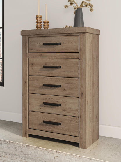 Garistyn King Panel Bed, Dresser, Mirror, Chest and Nightstand